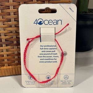 4ocean Pink/Coral Braided Anklet  NWT